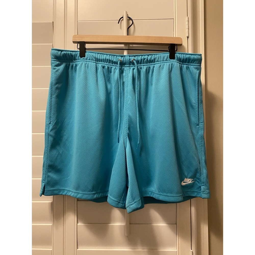 Nike Shorts Men Size XL Mesh Flow Blue Teal Gym Run Workout Basketball Athletic